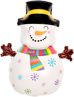 Шар (34''/86 см) Фигура, Снеговик в ярком шарфе, 1 шт. в уп.