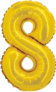 Шар с клапаном (16''/41 см) Мини-цифра, 8, Золото, 1 шт.