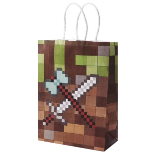 Пакет подарочный, Крафт 120гр, Пиксели, Дизайн №4, 21*15*8 см, 1 шт.