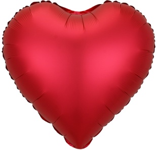 Шар с клапаном (9''/23 см) Мини-сердце, Красный, Сатин, 1 шт.