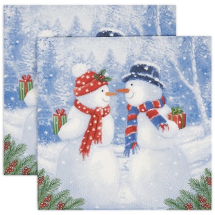 Сервировочные салфетки, Снеговики с подарками, 33*33 см, 20 шт.