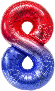 Шар (40''/102 см) Цифра, 8 Героическая тема, Красный/Синий, 1 шт. в уп.