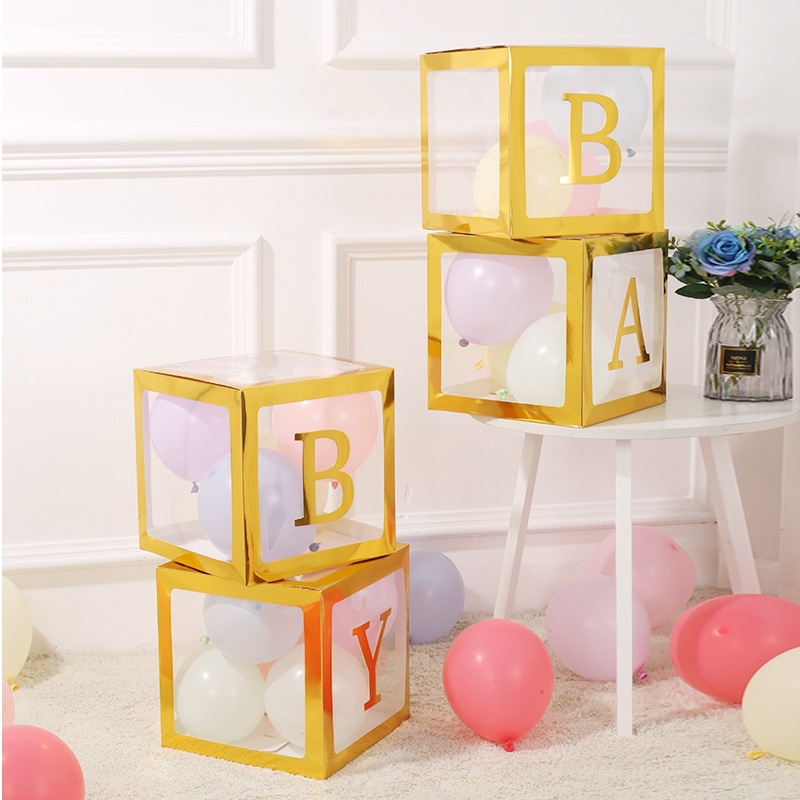 Набор коробок для шаров, Baby, Золото, Металлик, 30*30*30 см, 4 шт. в упак. 