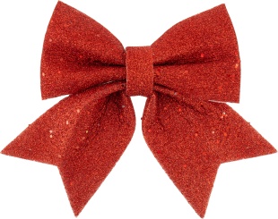 Декоративный бант Праздничный, Красный, с блестками, 15*20 см, 1 шт. в упак. 