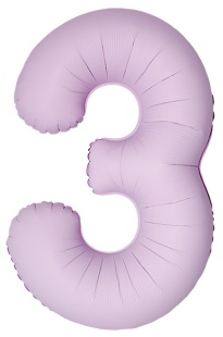Шар (40''/102 см) Цифра, 3 Slim, Светло-розовый, Матовый, 1 шт. в уп.