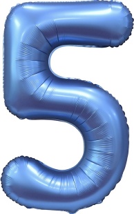 Шар (34''/86 см) Цифра, 5, Синий, Сатин, 1 шт. в уп.