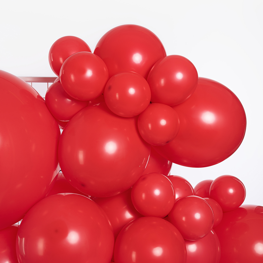 Шар (5''/13 см), Красный, пастель, 100 шт.