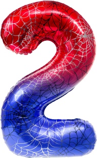 Шар (40''/102 см) Цифра, 2 Героическая тема, Красный/Синий, 1 шт. в уп.