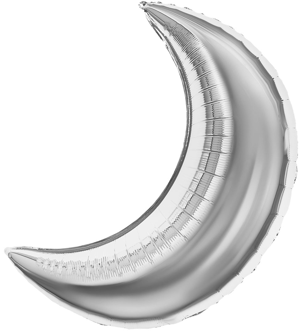 Шар (28''/71 см) Фигура, Полумесяц, Серебро, 1 шт. в уп.