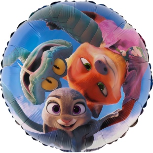 Шар (18''/46 см) Круг, Мистер Лис и Зайка Полицейский, Команда, 1 шт.