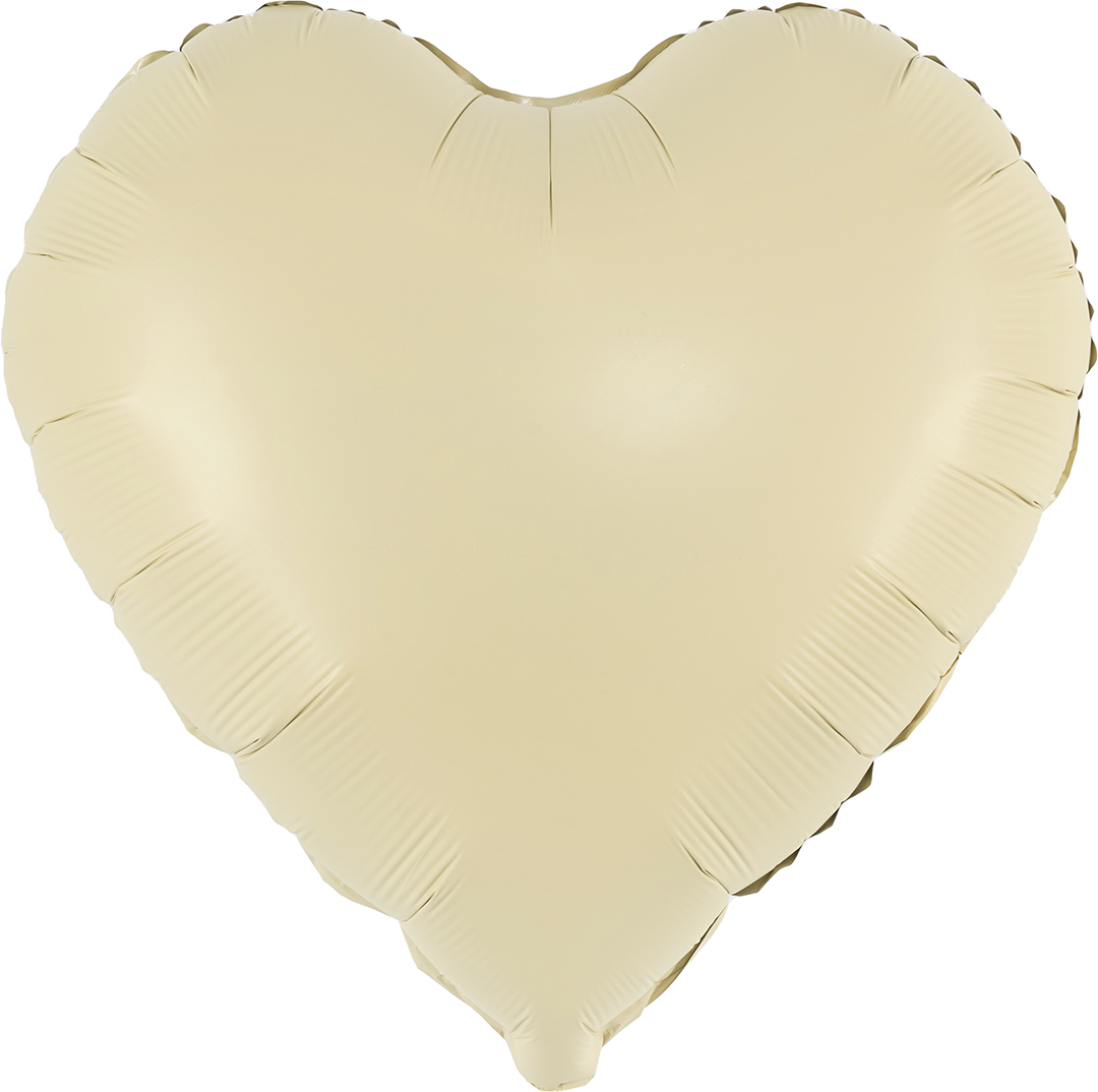 Шар (18''/46 см) Сердце, Ванильный, Сатин, 1 шт.