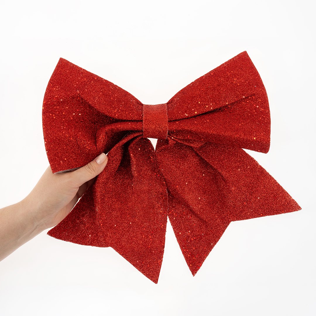 Декоративный бант Праздничный, Красный, с блестками, 35*40 см, 1 шт. в упак. 