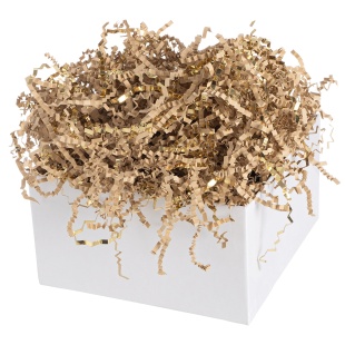 Наполнитель для коробок, Праздничный Дуэт, бумага, ПП, Бежевый/Золото, Металлик, 50 г.