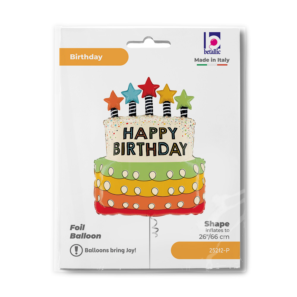 Шар (26''/66 см) Фигура, Торт на День Рождения, 1 шт. в уп.