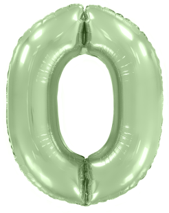 Шар (40''/102 см) Цифра, 0, Мятный, Макарунс, 1 шт. в уп.