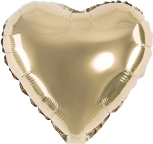 Шар с клапаном (10''/25 см) Мини-сердце, Шампань, Металлик, 1 шт.