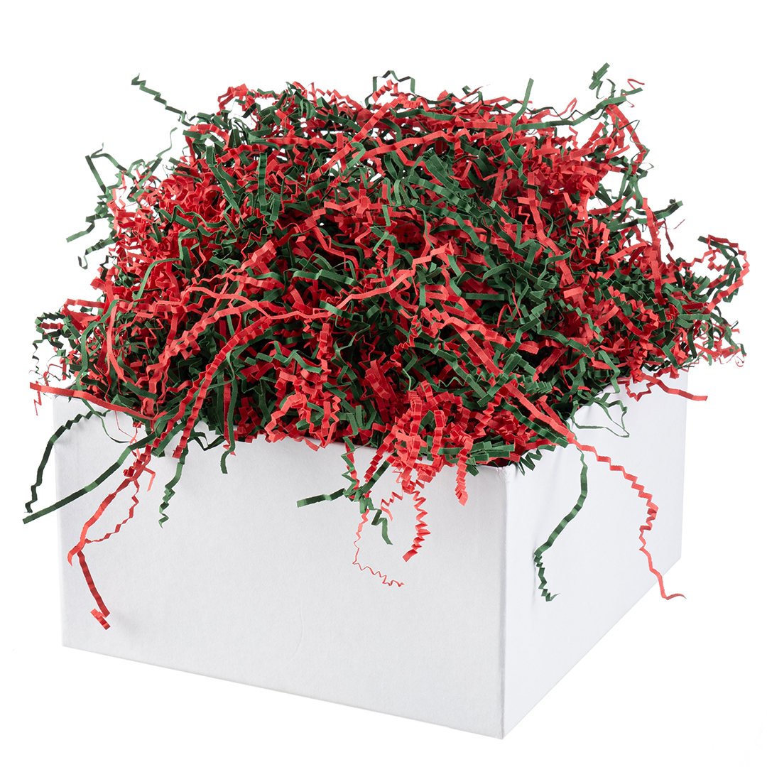 Наполнитель для коробок, бумага, Праздничный микс, Зеленый/Красный, 50 г.