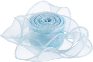 Лента декоративная (4 см*9,14 м) Органза с леской, Голубой, 1 шт.