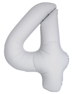 Шар (40''/102 см) Цифра, 4 Slim, Белый, Матовый, 1 шт. в уп.