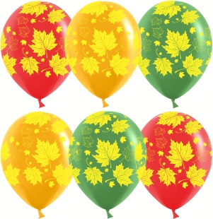 Шар (12''/30 см) Яркие листья, Ассорти, пастель, 5 ст, 25 шт.