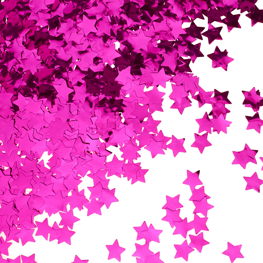 Конфетти фольга Звезда, Фуксия, Металлик, 1,5 см, 50 г.