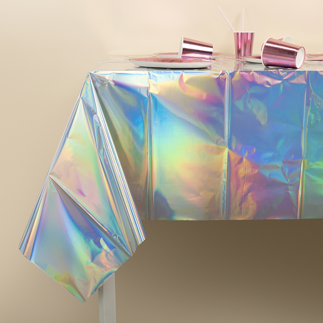 Скатерть одноразовая, Жемчужный перелив, Голография, 137*274 см, 1 шт.