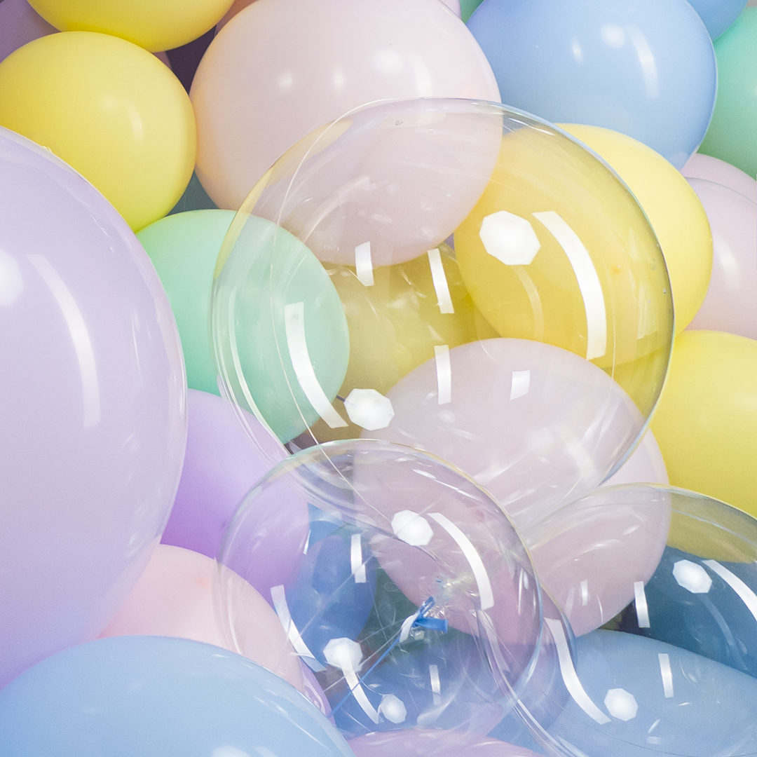 Шар (12''/30 см) Мини-сфера, Deco Bubble (синяя упаковка), Прозрачный, Кристалл, 10 шт. в уп.