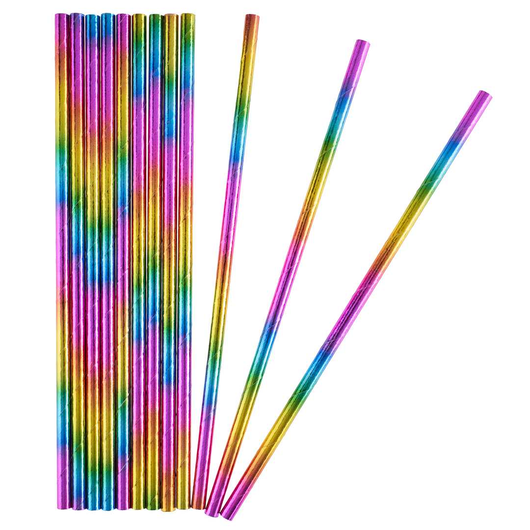 Трубочки для коктейлей, Радужный перелив, Металлик, 12 шт. в упак. 