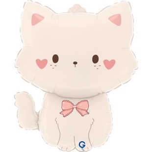 Шар (22''/56 см) Фигура, Кошечка с бантиком, 1 шт. в уп.