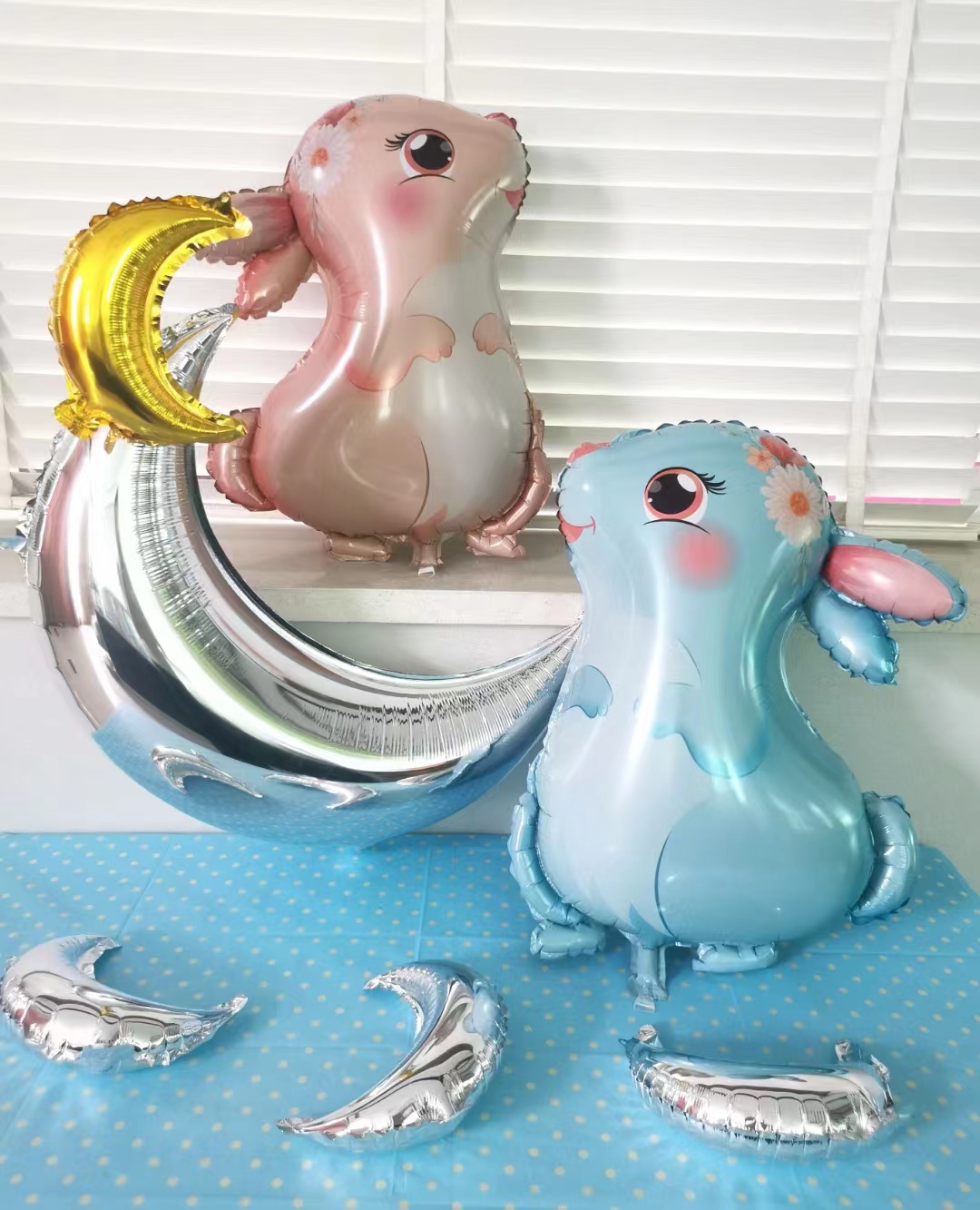 Шар (28''/71 см) Фигура, Милый зайка, Голубой, 1 шт.