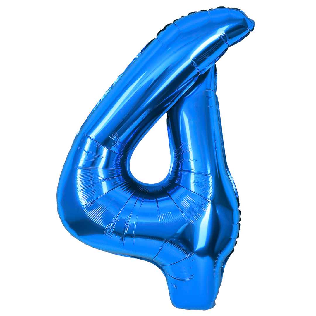 Шар (40''/102 см) Цифра, 4, Синий, 1 шт. в уп.