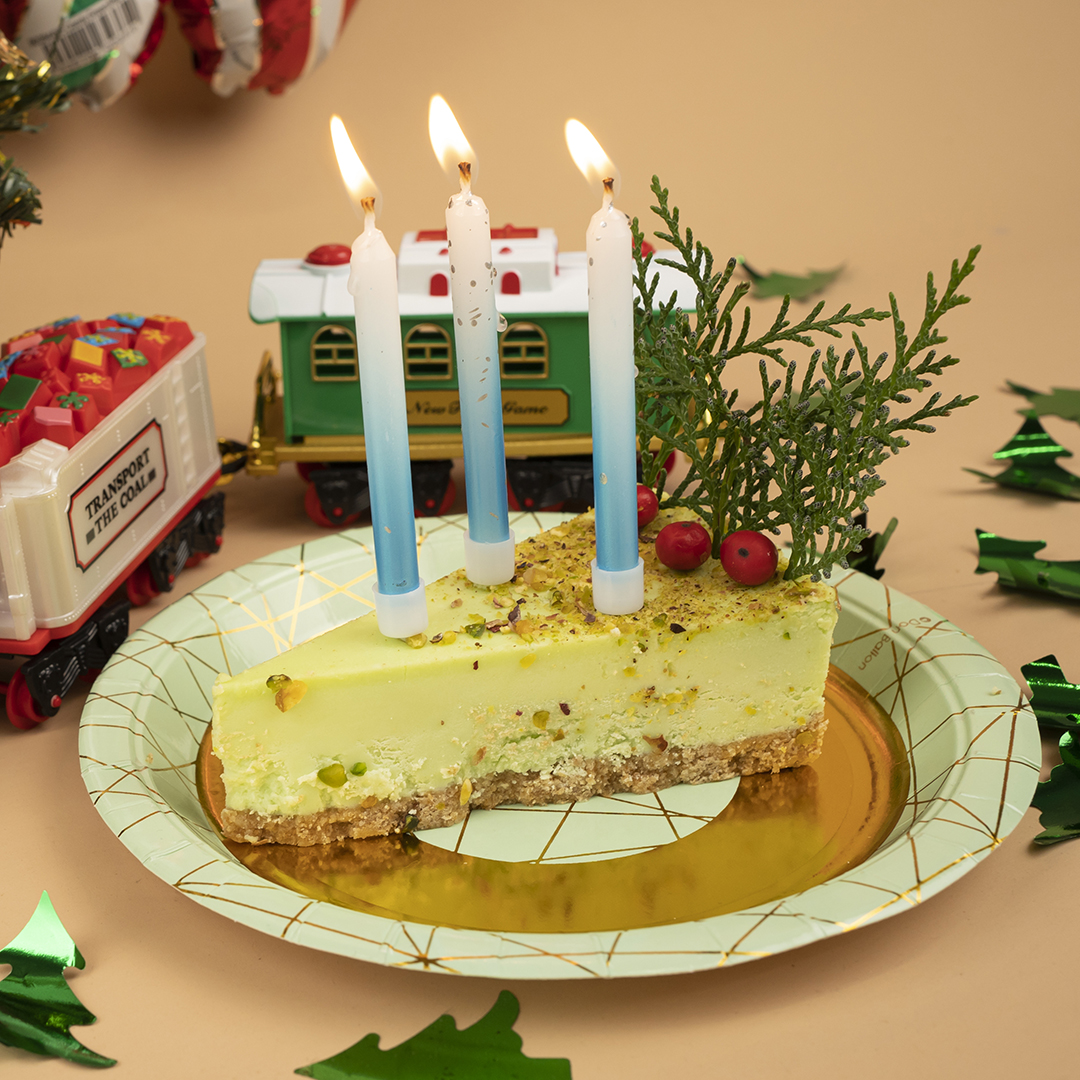 Свечи Серебряные искры, Белый/Голубой, Градиент, 0,7*8 см, 6 шт. с держат.