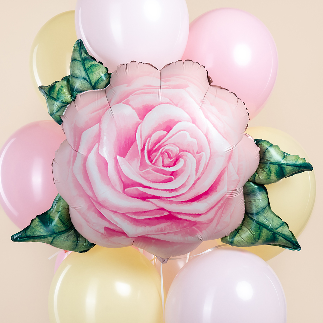 Шар (32''/81 см) Цветок, Акварельная роза, Розовый, 1 шт. в уп.