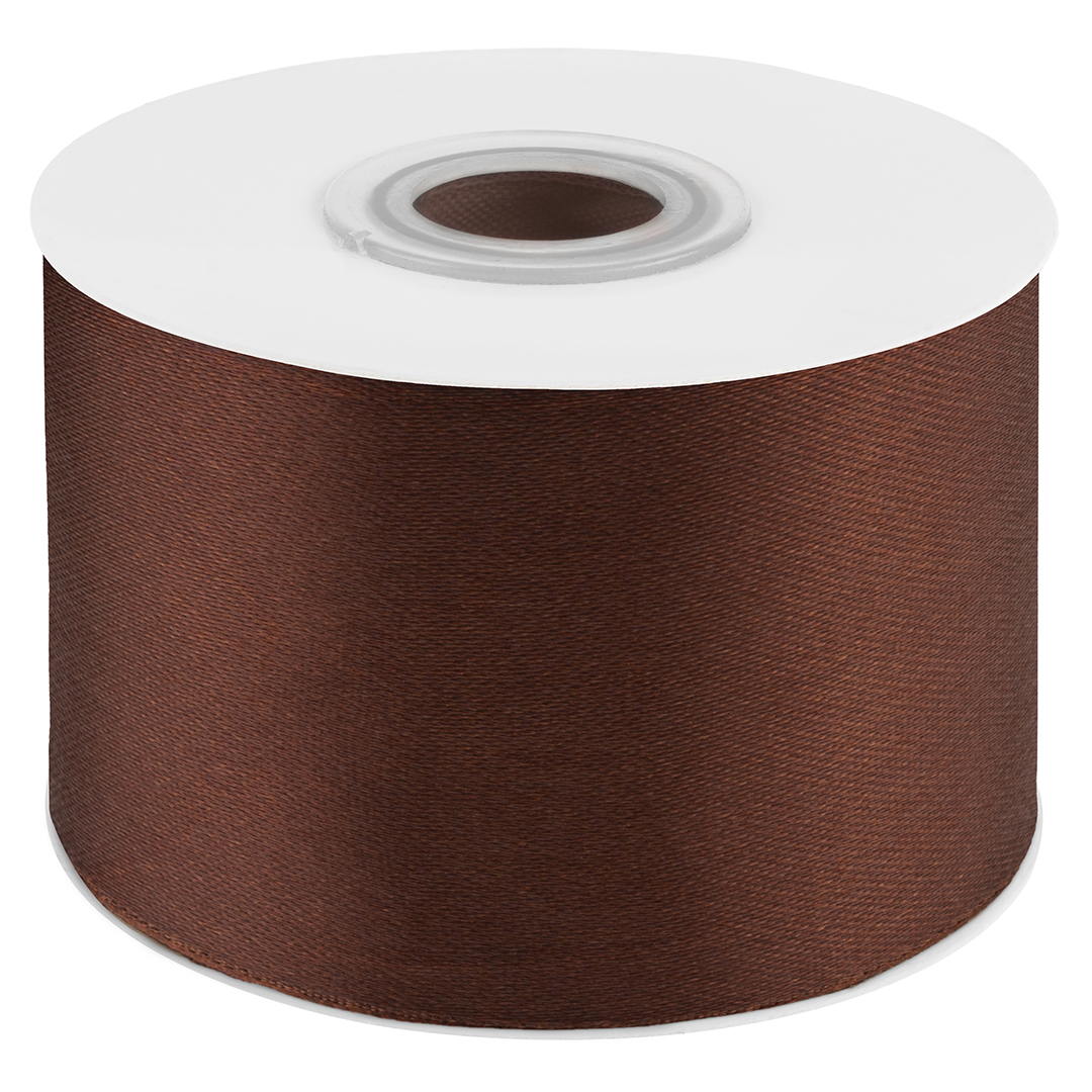 Лента атласная (5 см*22,85 м) Шоколадный, 1 шт.