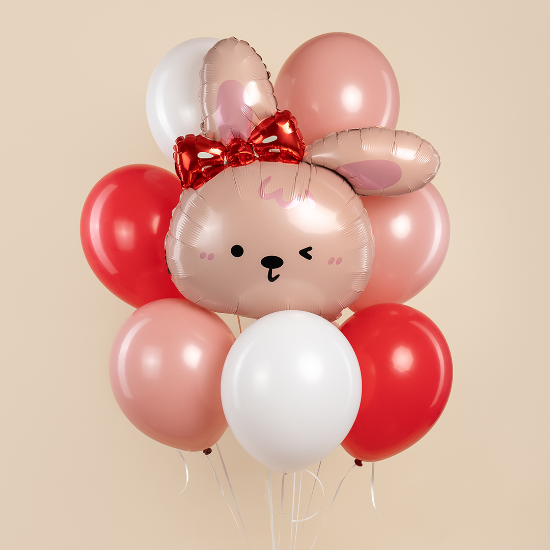 Шар (28''/71 см) Фигура, Зайка с бантиком, 1 шт.