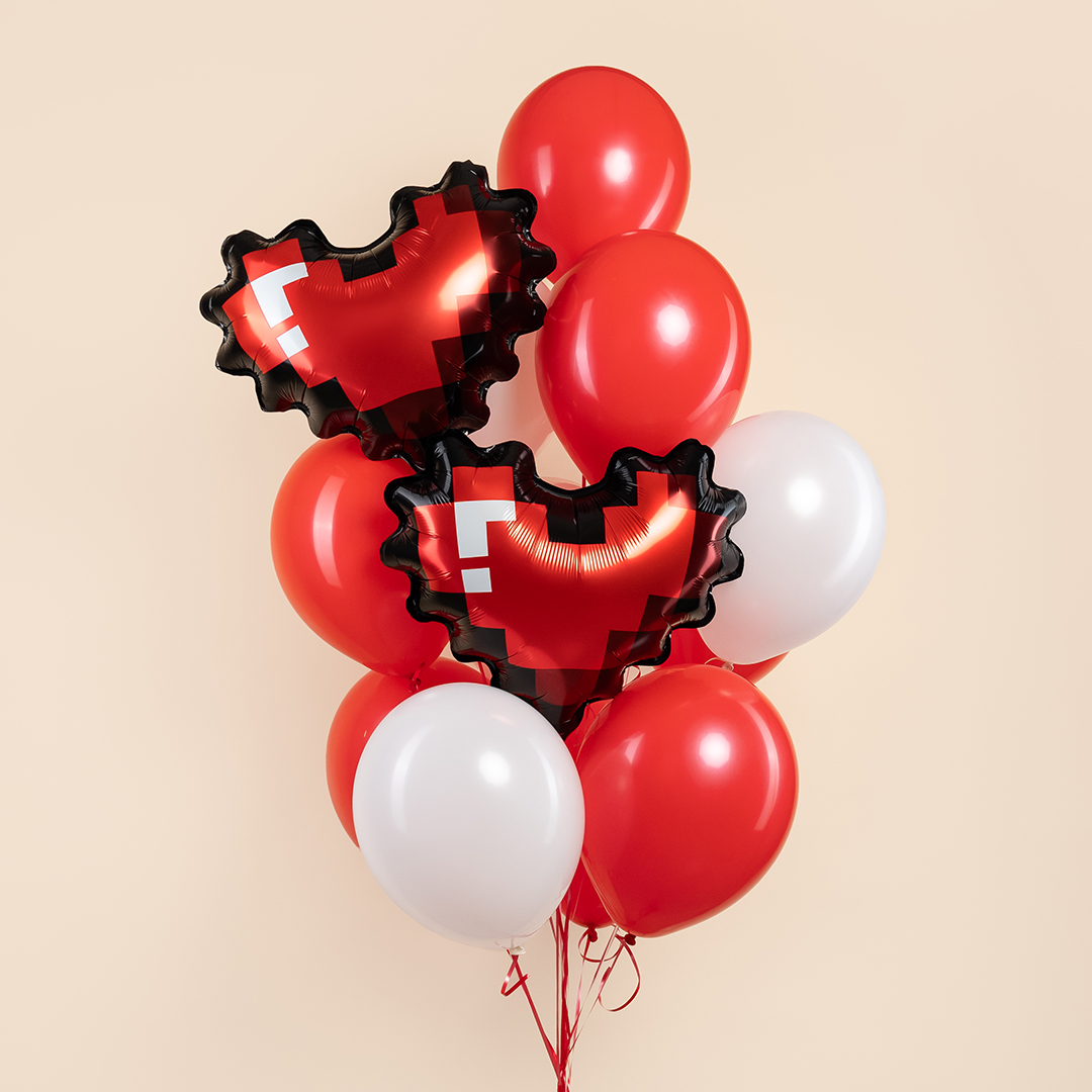 Шар (20''/51 см) Сердце, Пиксельное сердце, Красный, 1 шт.