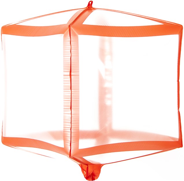 Шар 3D (20''/51 см) Куб, Красные грани, Прозрачный, 1 шт.