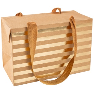 Пакет-коробка, Крафт 230гр, Роскошь золота, Дизайн №4, Металлик, 12*18*9 см, 1 шт.