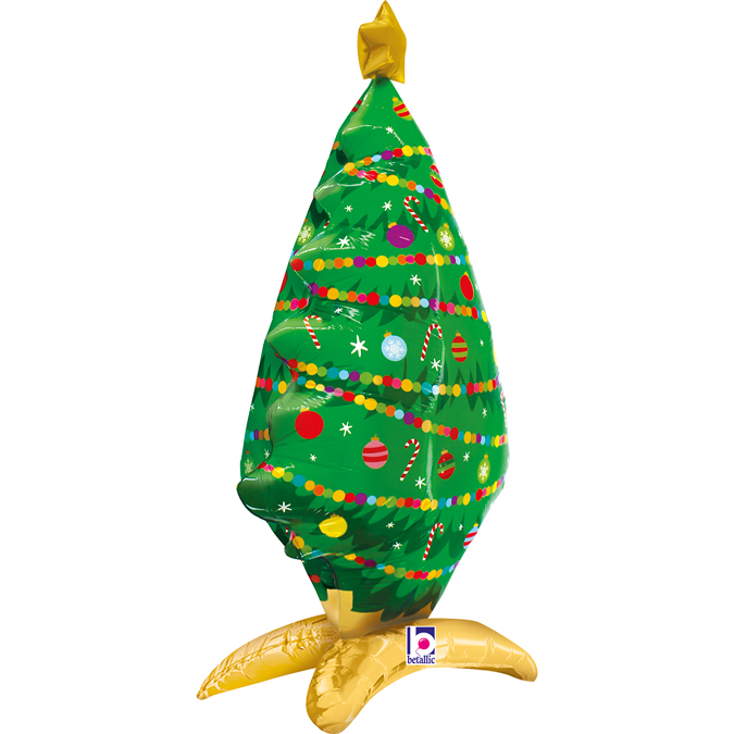Шар 3D (32''/81 см) Фигура на подставке, Новогодняя елочка, Ярко-зеленый, 1 шт.
