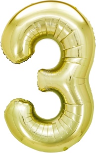 Шар (40''/102 см) Цифра, 3, Белое золото, Металлик, 1 шт. в уп.