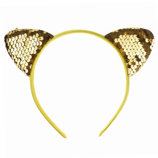 Ободок Кошка, с пайетками, Золото, 1 шт. 