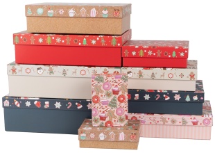 Набор коробок Сладкий Новый Год, с блестками, 37*27*11 см, 10 шт. в упак. 