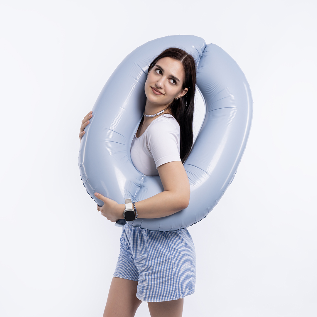 Шар (40''/102 см) Цифра, 0 Slim, Небесный, 1 шт. в уп.