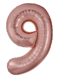 Шар (40''/102 см) Цифра, 9 Slim, Розовое Золото, Металлик, 1 шт. в уп.