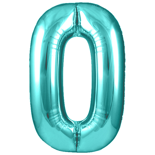 Шар (40''/102 см) Цифра, 0, Тиффани, 1 шт. в уп.
