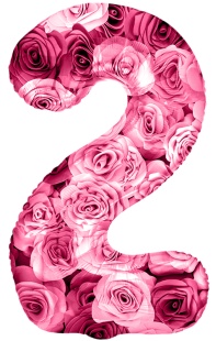 Шар (34''/86 см) Цифра, 2 Симфония роз, Фуше, 1 шт. в уп.
