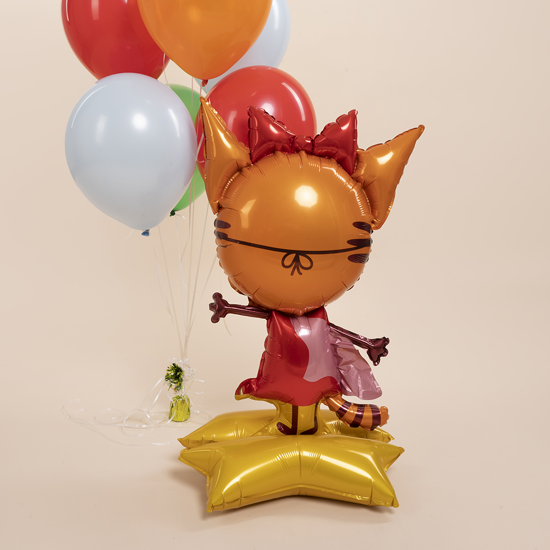 Шар 3D (40''/102 см) Фигура на подставке, Три Кота, Карамелька, 1 шт. в уп.
