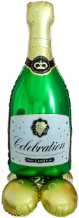 Шар 3D (51''/130 см) Фигура на подставке, Бутылка Шампанское, 1 шт. в уп.
