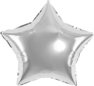 Шар (18''/46 см) Звезда, Серебро, Металлик, 1 шт.