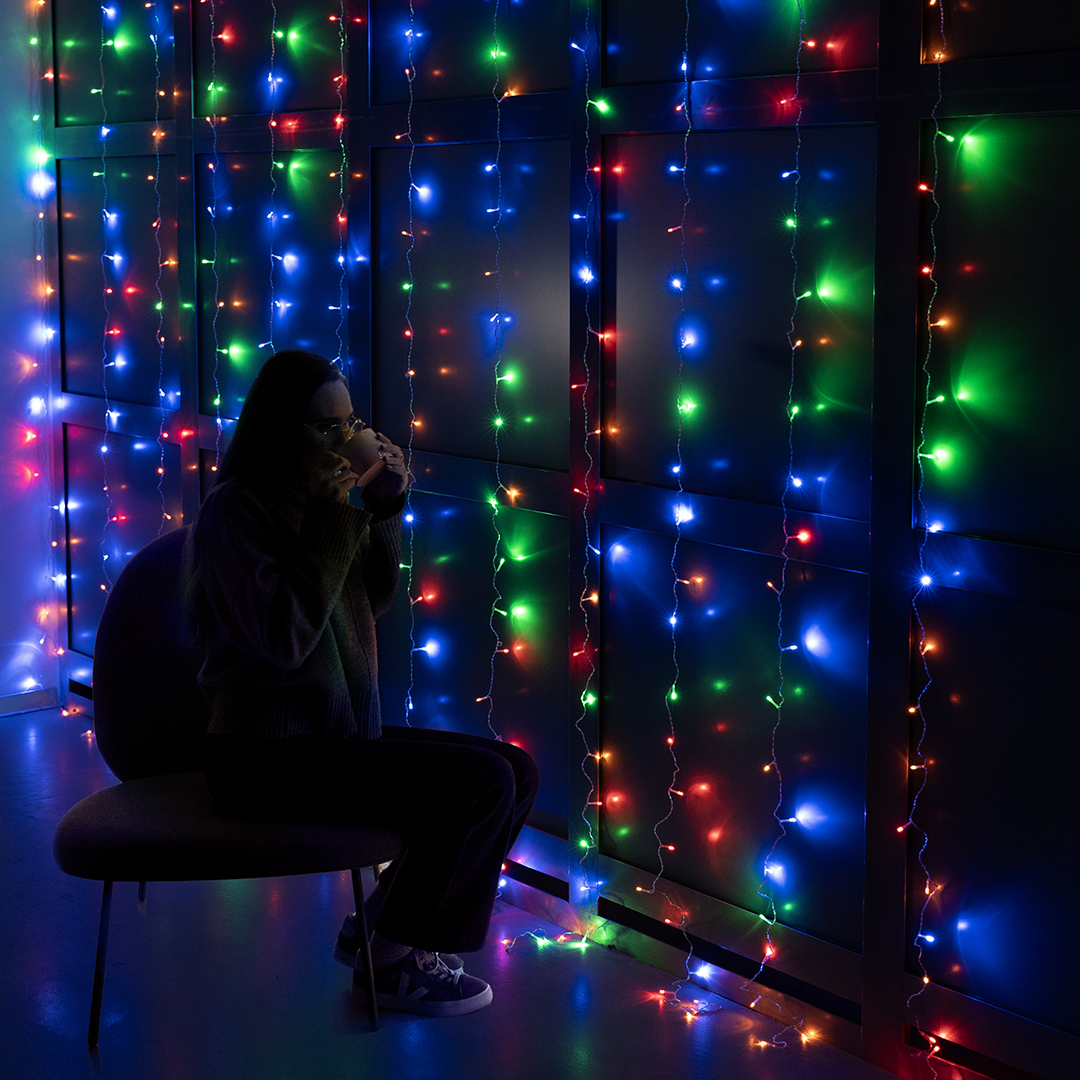 Светодиодная гирлянда, Занавес 300 Led, 8 режимов, IP14, 3*3 м. Разноцветный, 1 шт.
